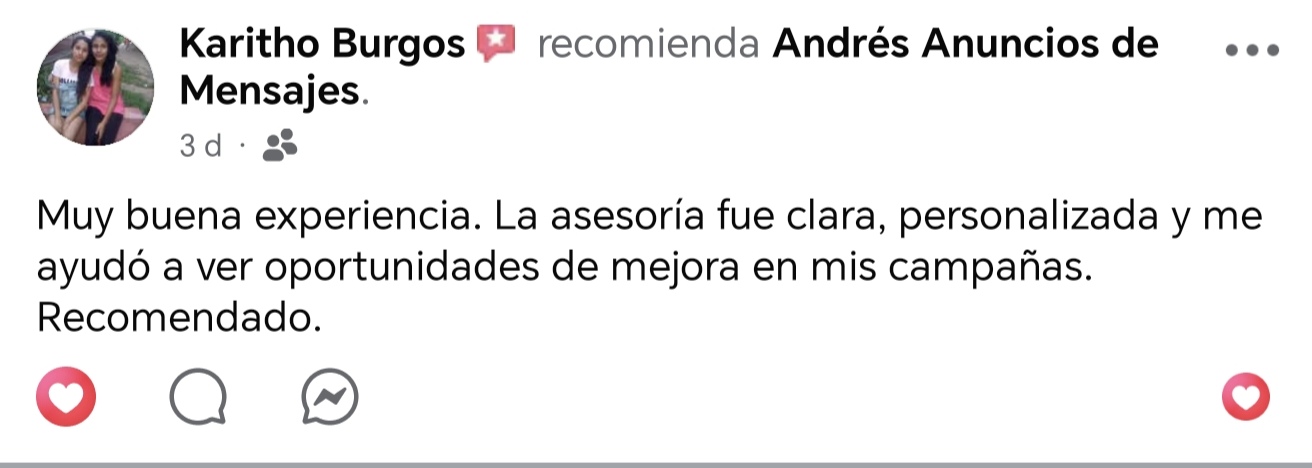 Recomendación de Karitho Burgos sobre Andrés Anuncios de Mensajes